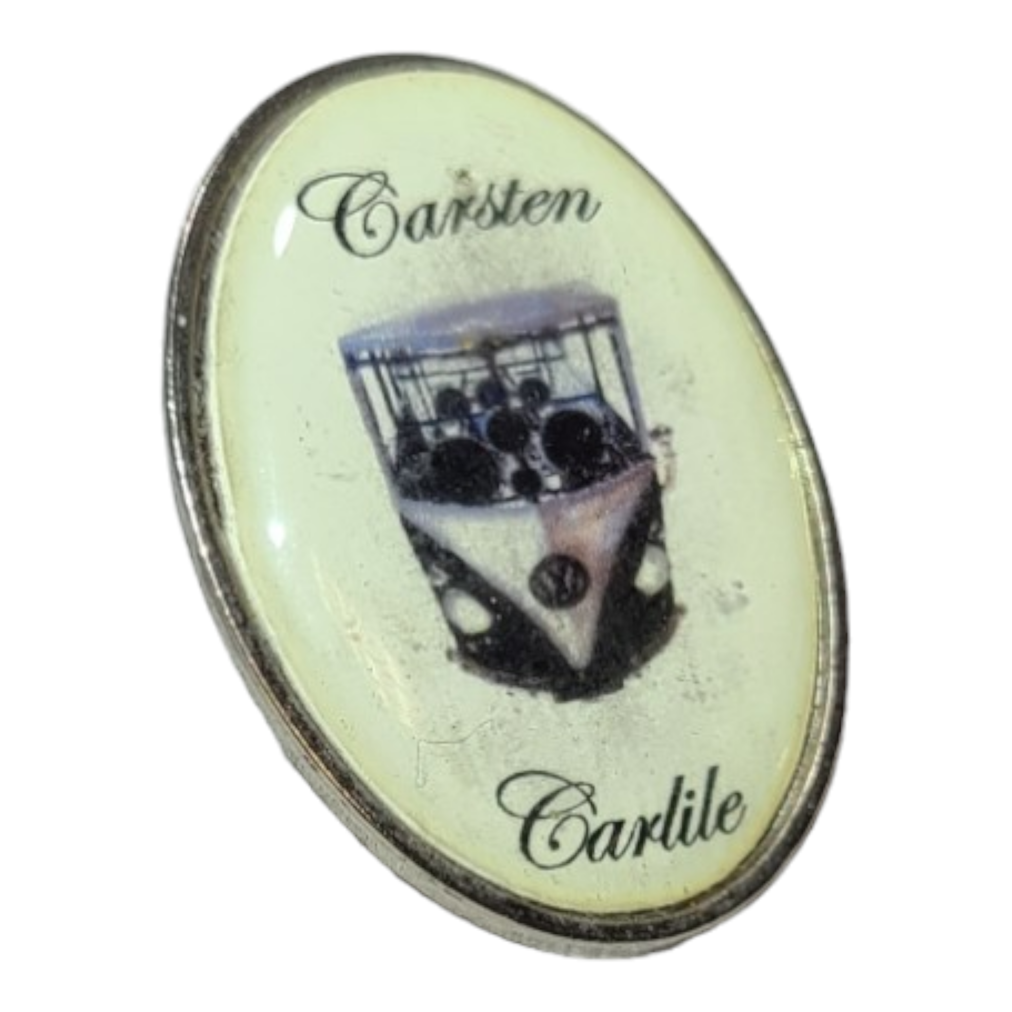 Carsten Carlile Glass VW Hat Pin view 2