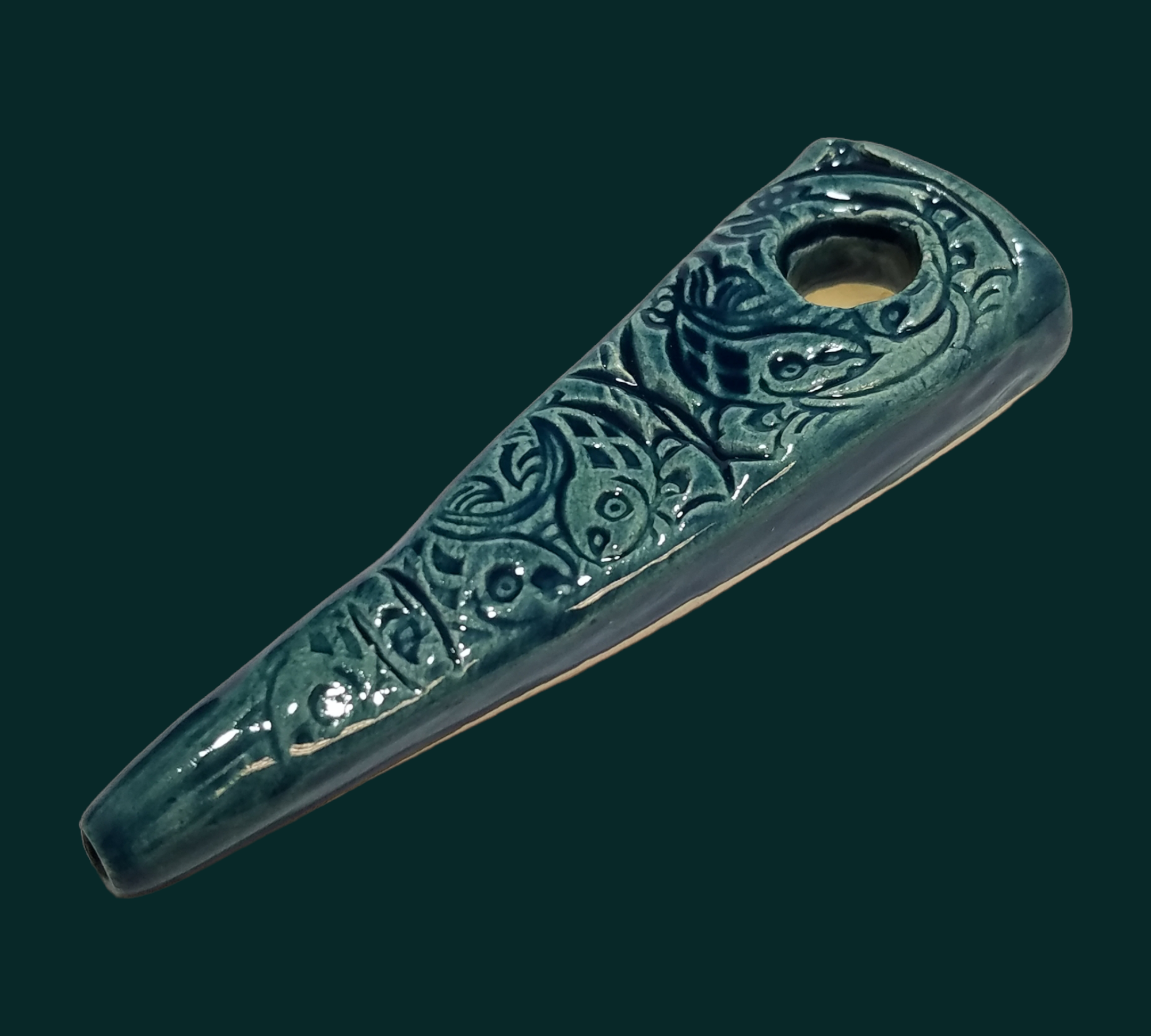 Ceramic Pipe - Filigree Koi Fish view 2