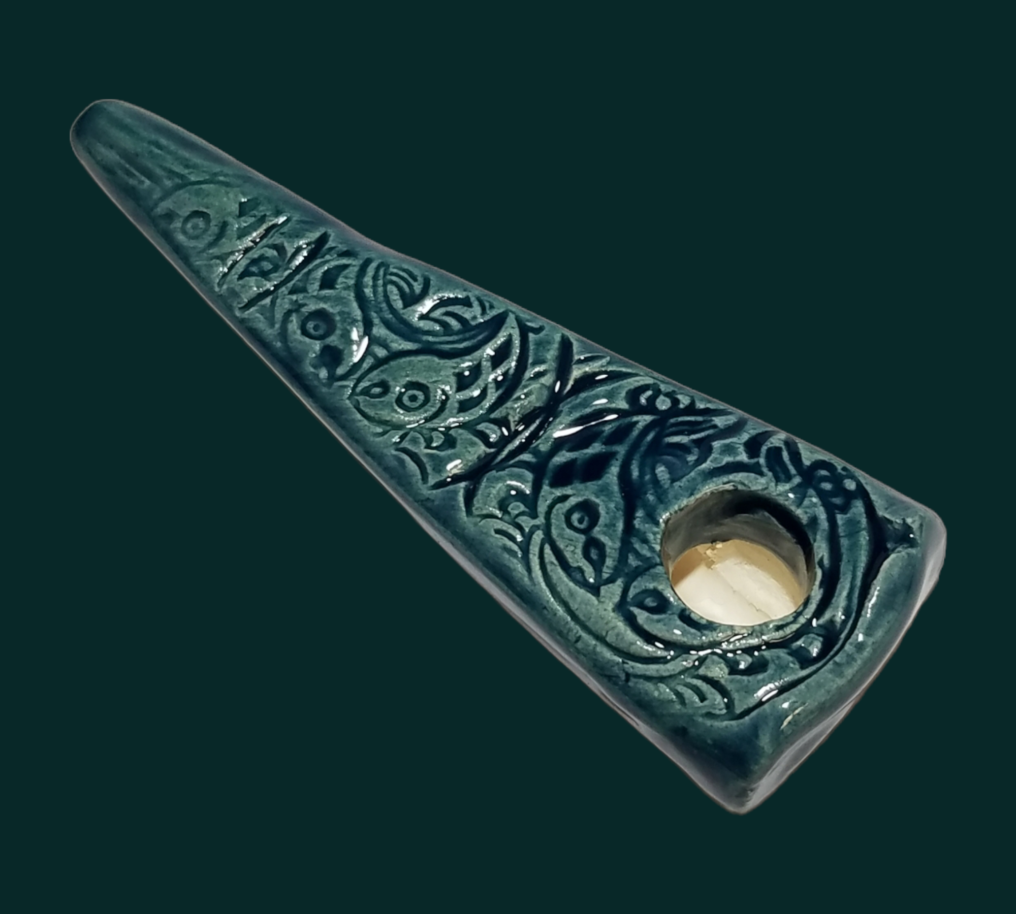 Ceramic Pipe - Filigree Koi Fish view 3
