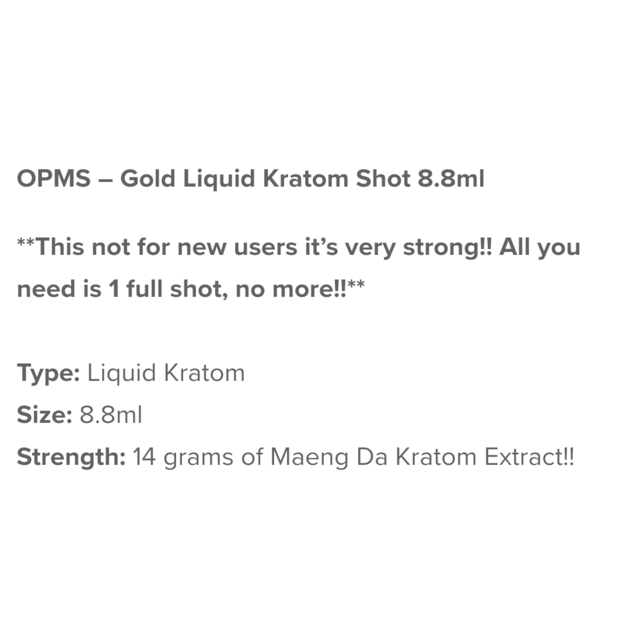OPMS Gold Liquid Kratom Shot view 5