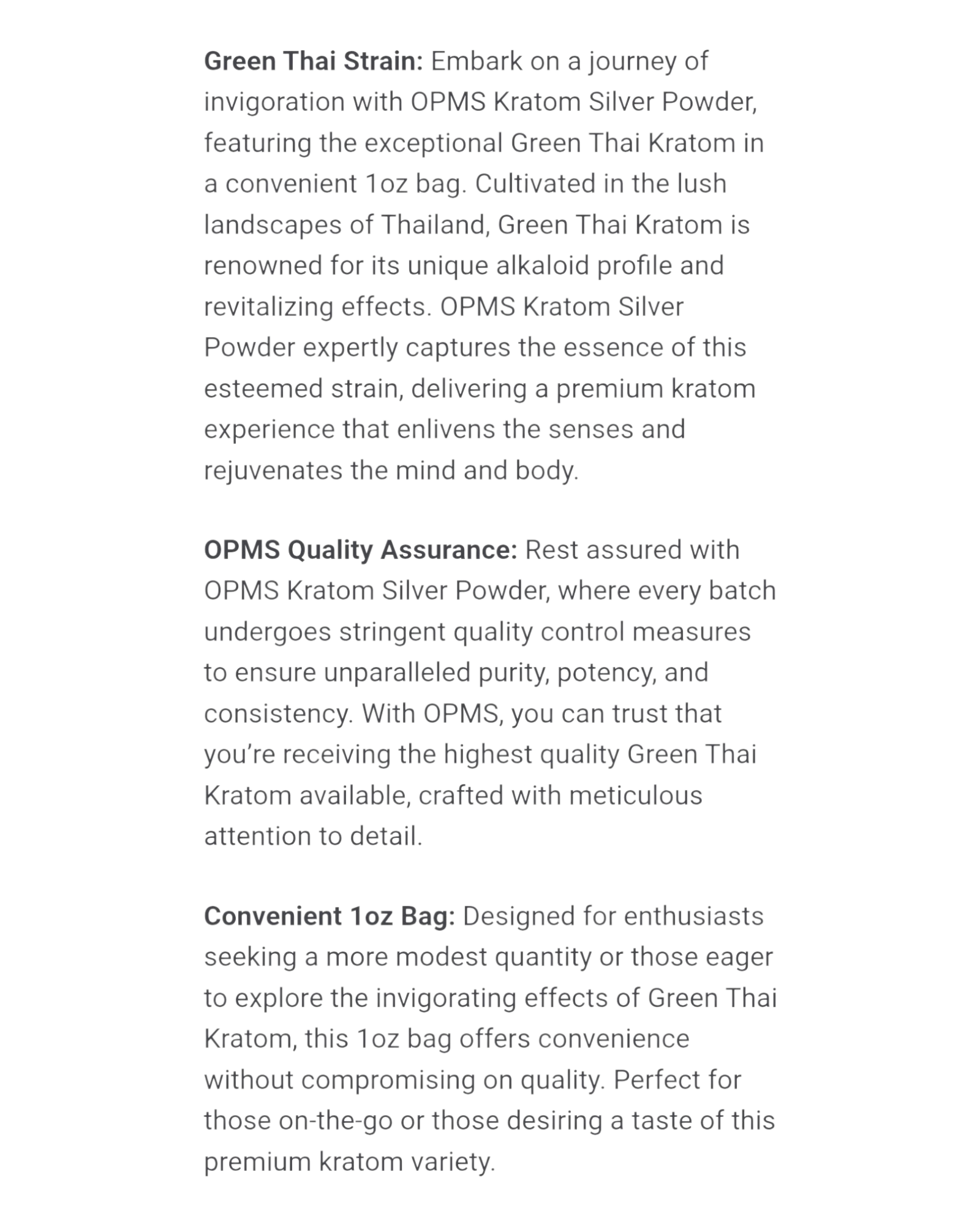 OPMS Silver Green Thai Kratom Powder view 3