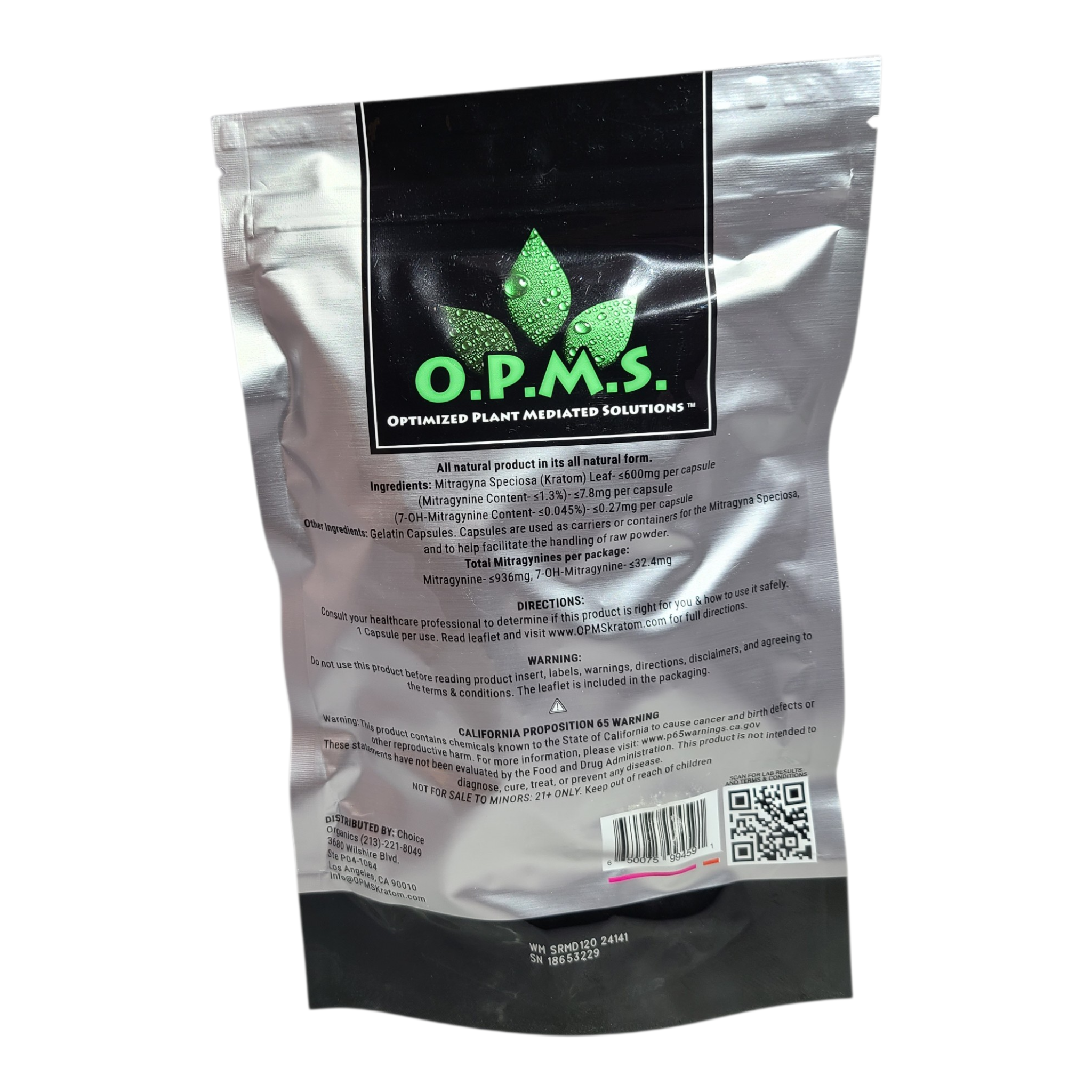 OPMS Silver Red Vein Maeng Da Capsules view 2