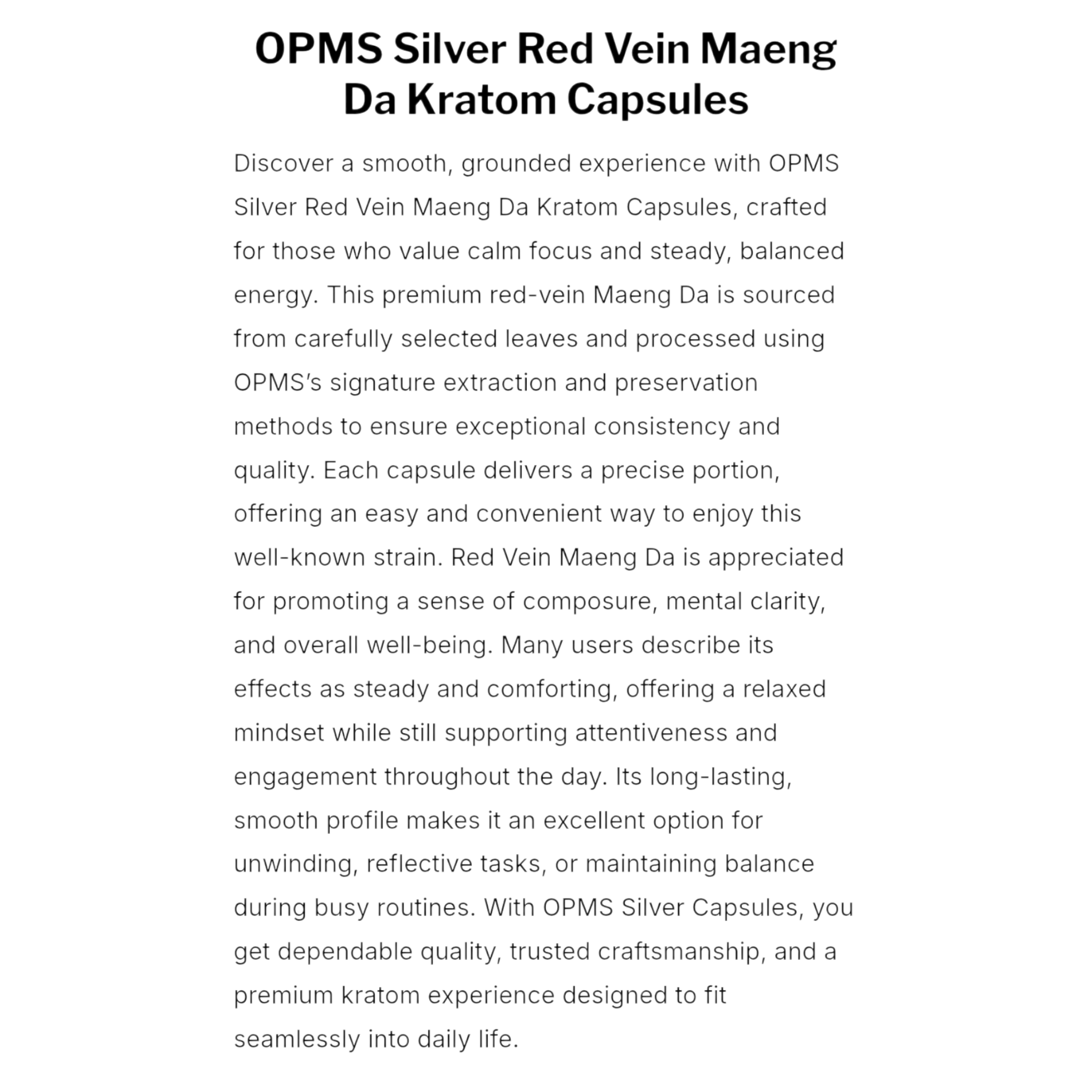 OPMS Silver Red Vein Maeng Da Capsules view 3