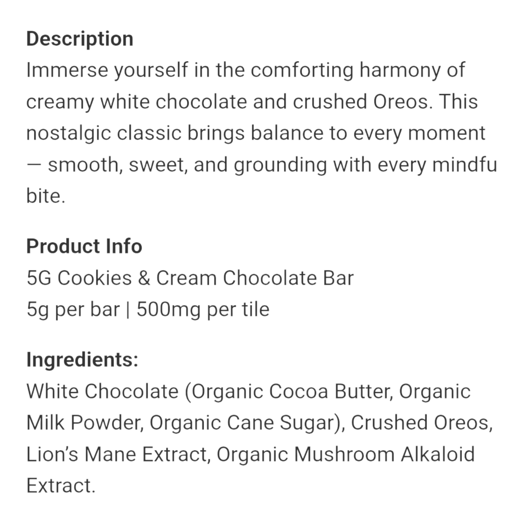 RIZE Cookies and Cream Chocolate Bar 5g view 3