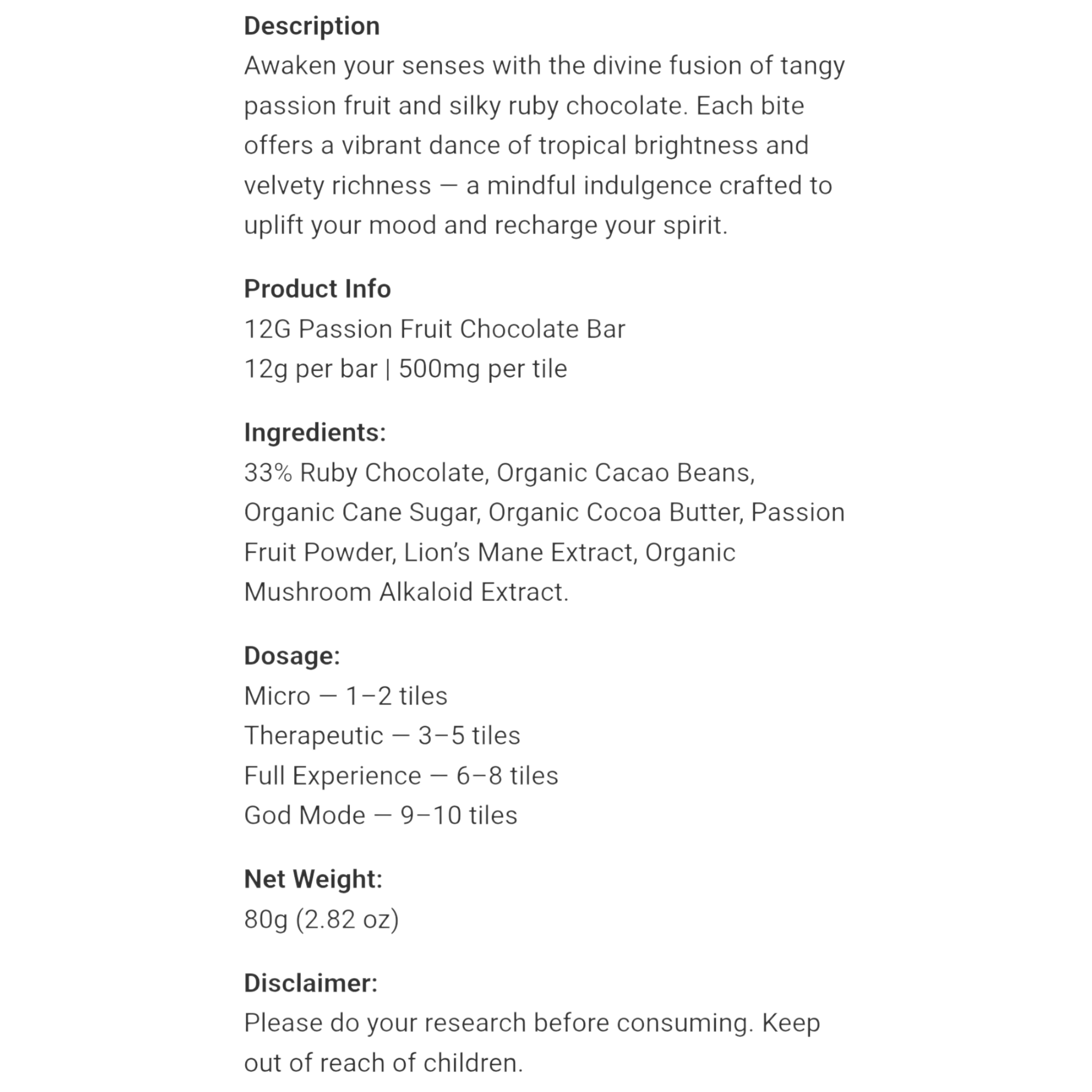 RIZE Passion Fruit Chocolate Bar 12g view 3